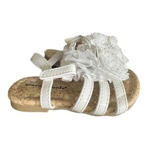 Baby Girls Garanimals Metallic Fleck Flower White Cork Sandals - Sz 3